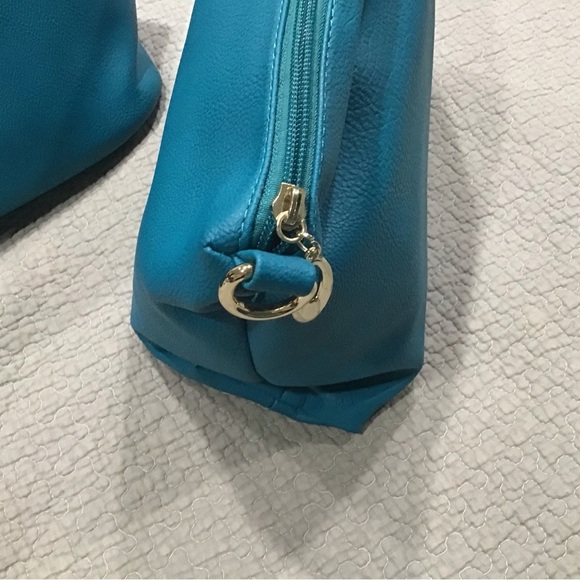 NWT Black Rivet 3-in-1 Handbag Shoulder Tote Zipper Carry-All Turquoise & Brown - Picture 4 of 11